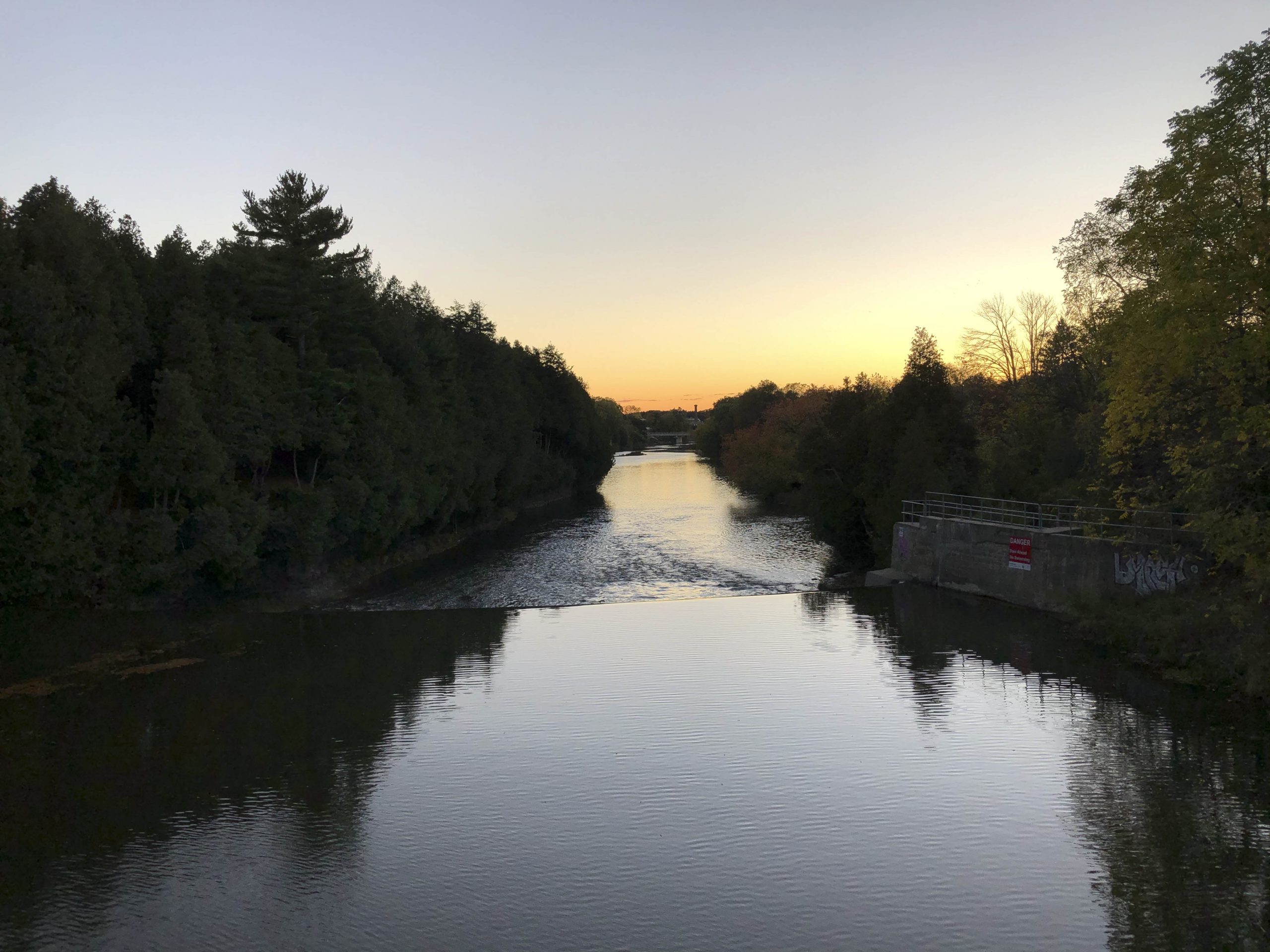 The Grand River at sunset.